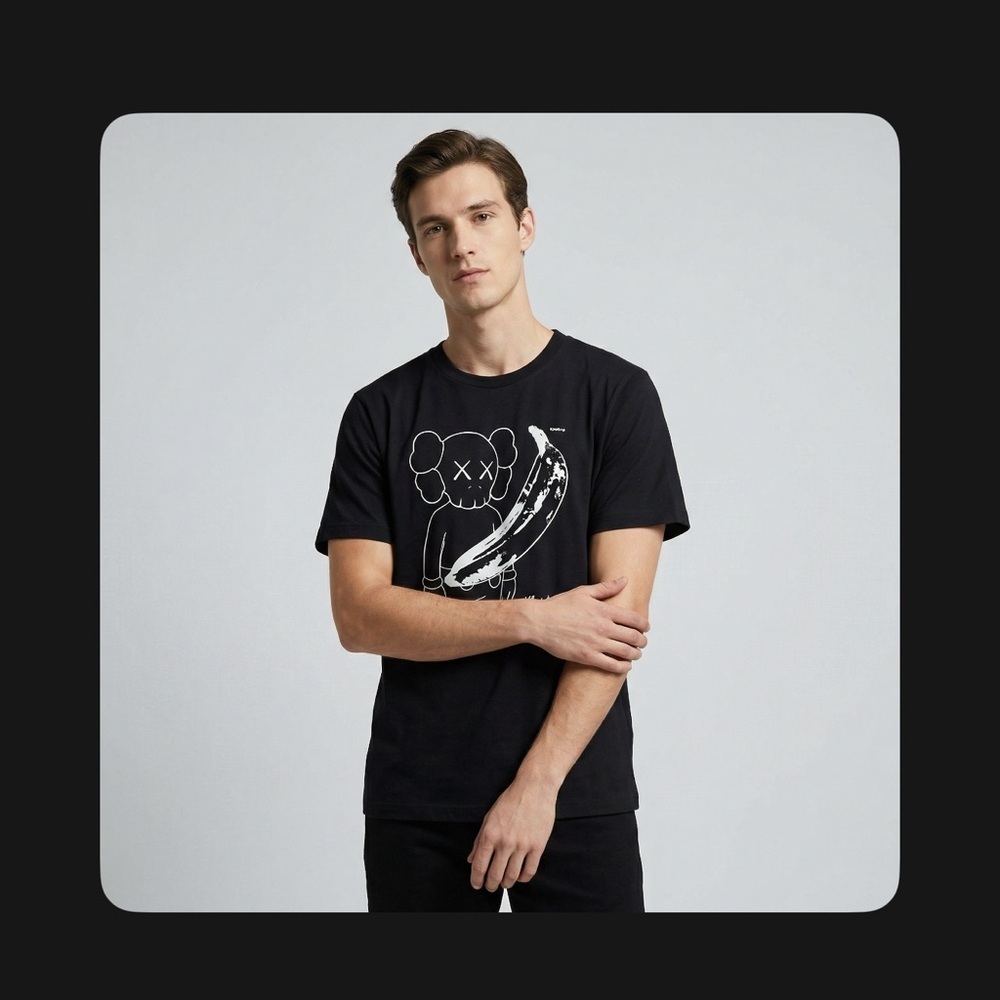 KAWS X WARHOL Black Graphic T-Shirt